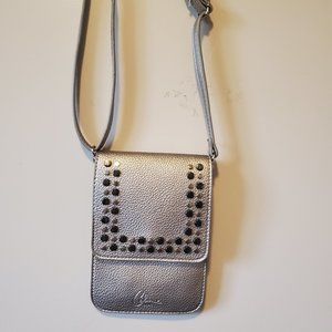 Céline Dion Pewter Stud-Accent Phone Crossbody Pouch